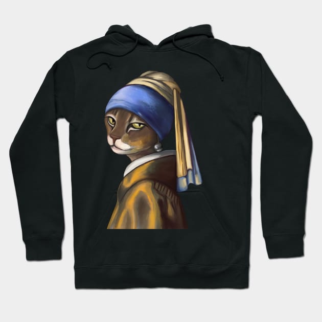 Bengal Cat with pearl earring Hoodie by Meakm